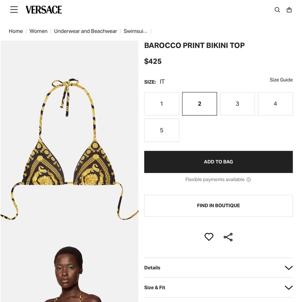 Versace  NWOT Barocco-print swim top - Picture 2 of 5